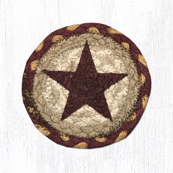 H2H 5 x 5 in Burgundy Star Printed Round Coaster H2222043